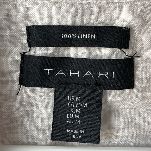 Tahari 100% Linen Shirt Dress Sleeveless Coastal Button Down Tunic - Picture 3 of 4